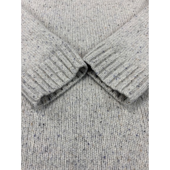 Men's Fjallraven Lada Round Crew Neck Sweater Large Beige Lambswool Pocket Logo - Picture 9 of 10